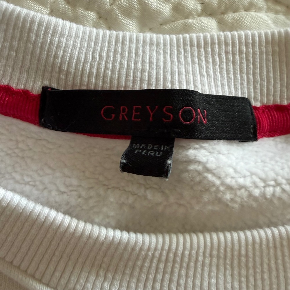 Greyson Housewife Embroidered Crewneck Sweatshirt White Women's M Made in Peru - Picture 5 of 10